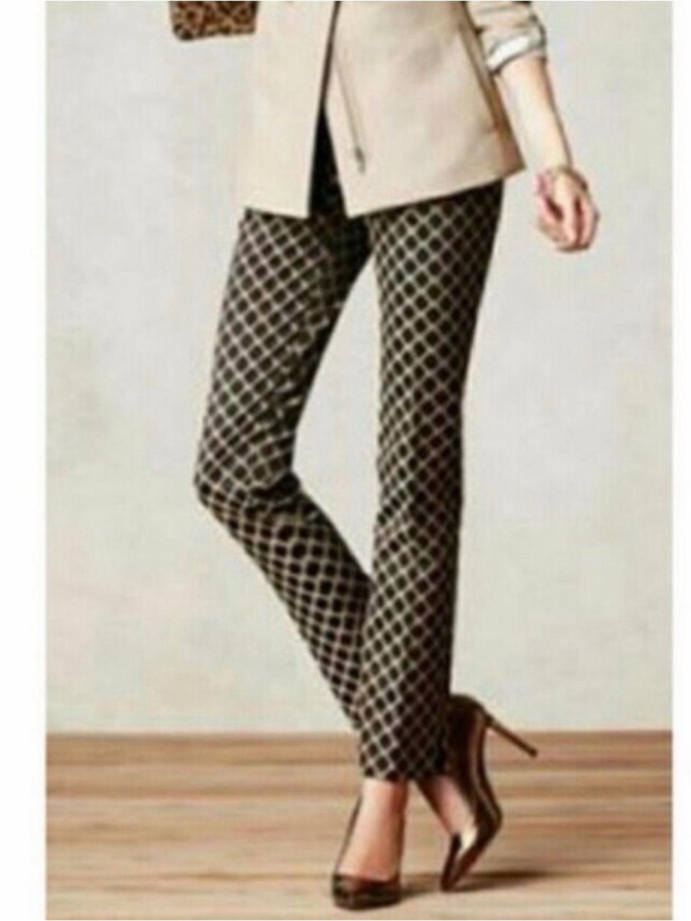 Banana Republic Camden Black Geometric Skinny Dress Pants